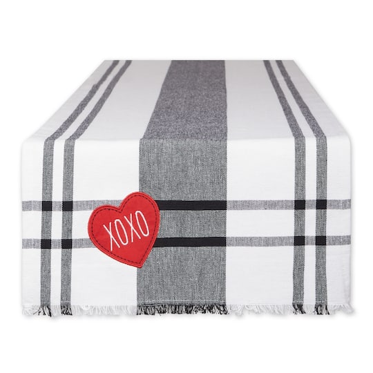 DII® 72" Heart XOXO Plaid Table Runner